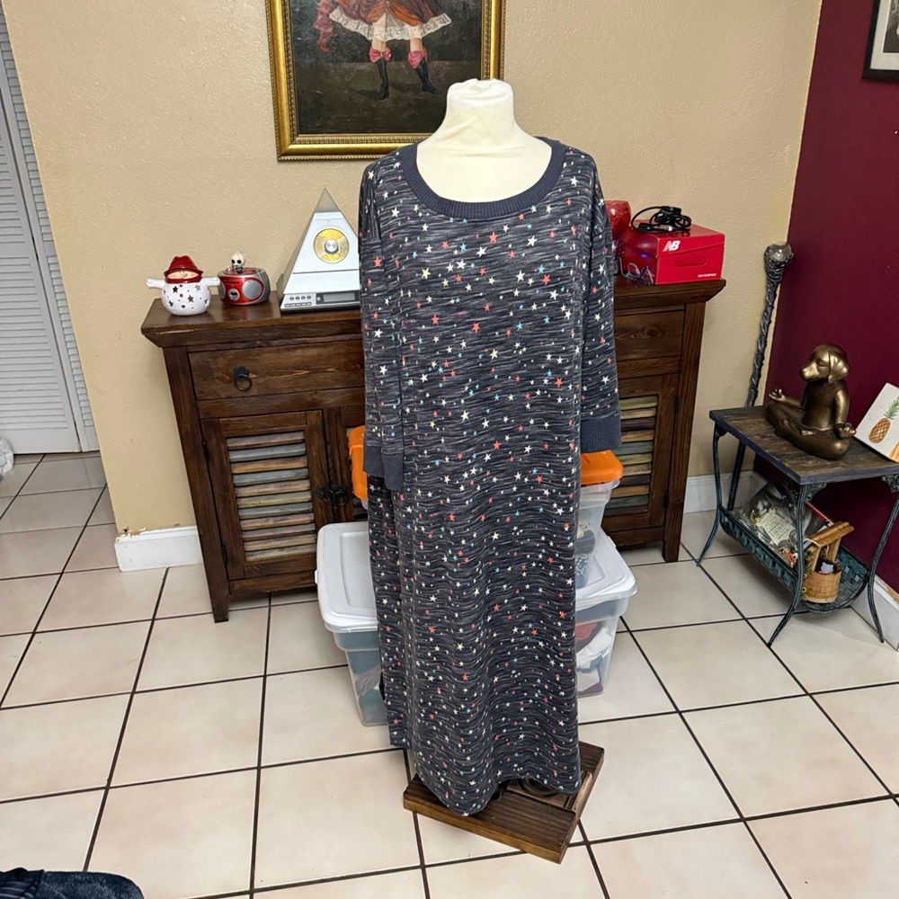 Secret Treasures Charcoal and Scarlet Pajama Dress